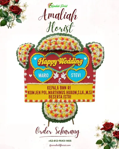 Karangan Papan Bunga Pernikahan di Hargosari